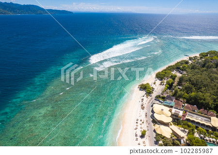 Aerial of Gili Trawangan beach in Lombok, Indonesia Aerial of Gili Trawangan beach in Lombok, Indonesia 102285987