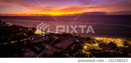 Aerial view of Gili Trawangan beach during sunset in Lombok, Indonesia Aerial view of Gili Trawangan beach during sunset in Lombok, Indonesia 102286023