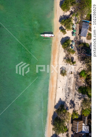 Aerial of Gili Trawangan beach in Lombok, Indonesia 102286029