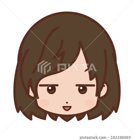 Face / facial expression icon (jito eyes / contempt / suspicion / amazed) / female / young [1] 102286065