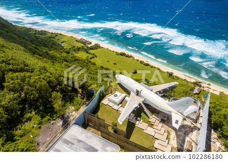 Aerial view of Nyang Nyang Beach on the southernmost coast of Bali, Indonesia  102286180