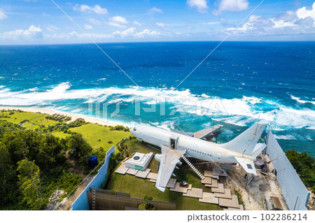 Aerial view of Nyang Nyang Beach on the southernmost coast of Bali, Indonesia  102286214