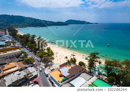 Aerial view of Patong beach, in Phuket, Thailand 102286264