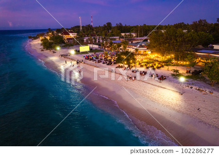 Aerial view of Gili Trawangan beach during sunset in Lombok, Indonesia Aerial view of Gili Trawangan beach during sunset in Lombok, Indonesia 102286277