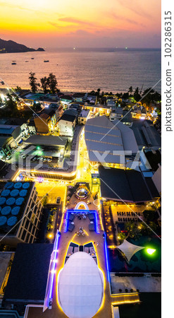 Aerial view of Patong city center and rooftop bar, in Phuket, Thailand Aerial view of Patong city center and rooftop bar, in Phuket, Thailand 102286315