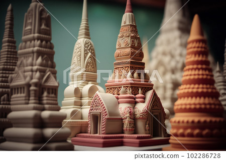 Wat Arun, in Bangkok, Thailand. Plasticine illustration. Generative AI 102286728