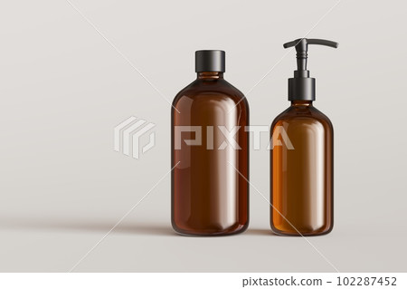 Two brown plastic cosmetic containers, shampoo - Stock Illustration  [102287452] - PIXTA