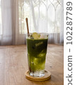 Green tea with coconut juice in coffee shop cafe 102287789