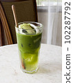 Green tea with coconut juice in coffee shop cafe 102287792