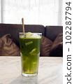 Green tea with coconut juice in coffee shop cafe 102287794