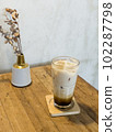 Iced coffee with milk in coffee shop 102287798