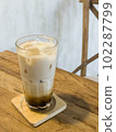 Iced coffee with milk in coffee shop 102287799