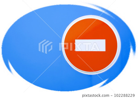 Road sign stop traffic prohibited on blue background Road sign stop traffic prohibited on blue background 102288229