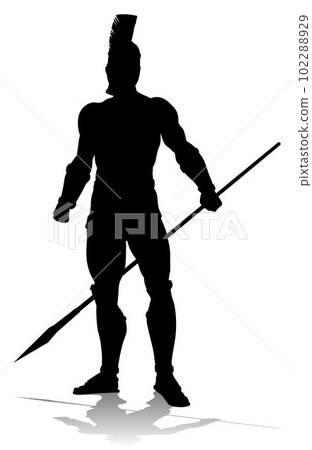 Spartan Silhouette Gladiator Trojan Greek Warrior Spartan Silhouette Gladiator Trojan Greek Warrior 102288929