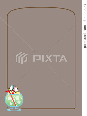 Simple penguin with cream soda one point & border material vertical type 5 102289025