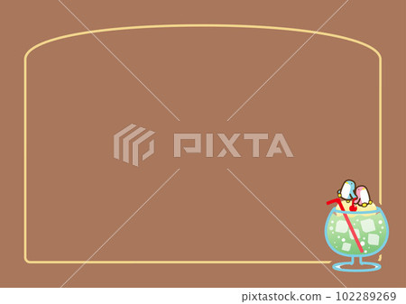 Simple penguin with cream soda one point & border material horizontal type 13 Simple penguin with cream soda one point & border material horizontal type 13 102289269