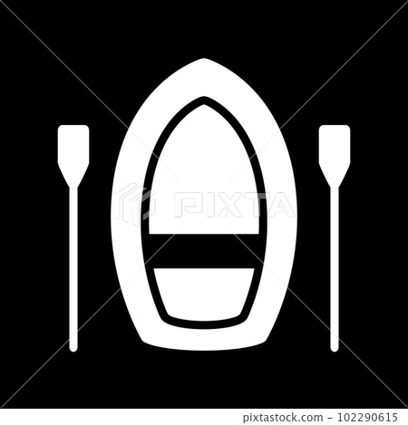 Inflatable boat icon on black. 102290615