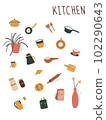 set of icons of utensils in Kitchen 102290643