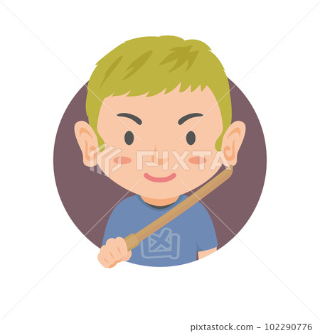 A bad man icon with a wooden sword A bad man icon with a wooden sword 102290776