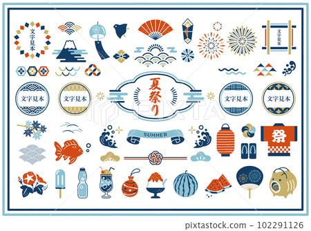 夏季材料和日式框架設計集 102291126