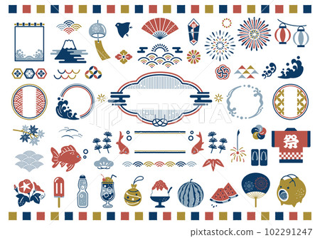 Summer material and Japanese style frame design set 102291247