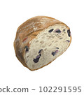 Cross section of French bread with raisins 102291595