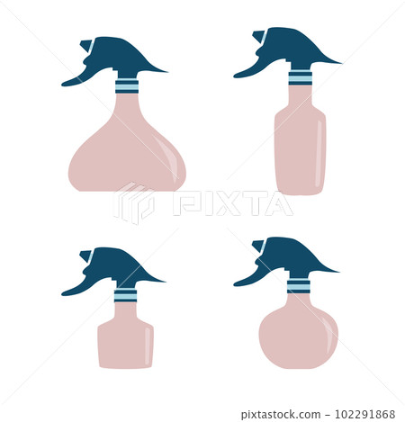 Set with different spray bottle. Hairdresser tool flat isoleted icon Set with different spray bottle. Hairdresser tool flat isoleted icon 102291868