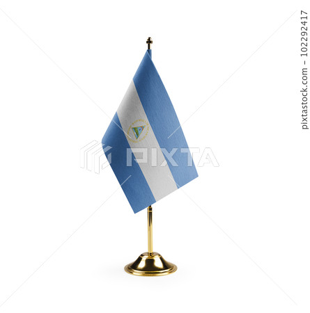 Small national flag of the Nicaragua on a white background 102292417