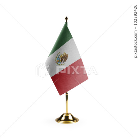 Small national flag of the Mexico on a white background 102292426