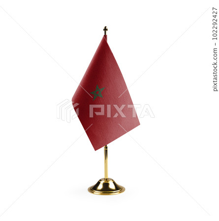 Small national flag of the Morocco on a white background 102292427