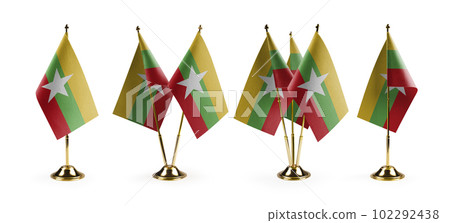 Small national flags of the Myanmar on a white background Small national flags of the Myanmar on a white background 102292438