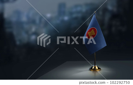 Small flags of the ASEAN on an abstract blurry background 102292750
