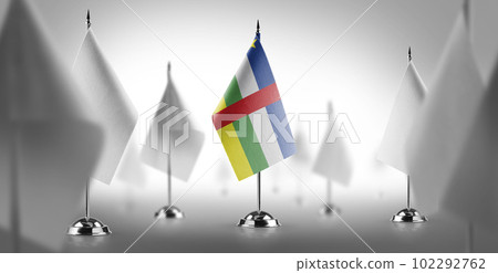 The national flag of the Central African Republic surrounded by white flags 102292762