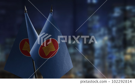 Small flags of the ASEAN on an abstract blurry background Small flags of the ASEAN on an abstract blurry background 102292814