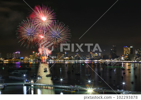 Fireworks show at Pattaya beach. Fireworks show at Pattaya beach. 102293878