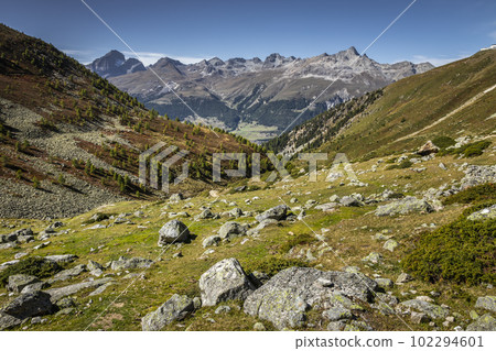 Dramatic landscape of swiss alps in upper Engadine, Graubunden, Switzerland Dramatic landscape of swiss alps in upper Engadine, Graubunden, Switzerland 102294601