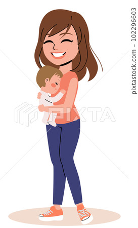 Young Mother Comforting Newborn Boy 102296603