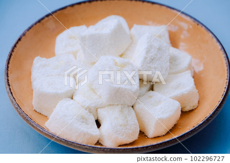 Traditional Afyon kaymak Lokum with cream. Turkish delight. Traditional Afyon kaymak Lokum with cream. Turkish delight. 102296727
