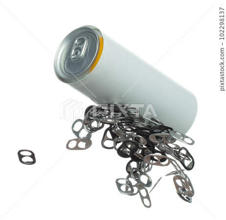 Can Caps fly in mid air, aluminium canned cap falling scatter, recycle from trash can cap explosion float. White background isolated freeze motion high speed shutter Can Caps fly in mid air, aluminium canned cap falling scatter, recycle from trash can cap explosion float. White background isolated freeze motion high speed shutter 102298137