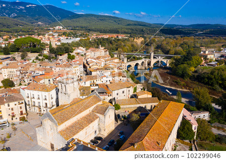 Aerial view of Besalu old town, Spain Aerial view of Besalu old town, Spain 102299046
