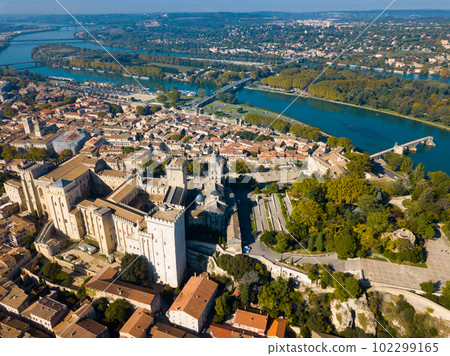 Aerial view of French city Avignon 102299165