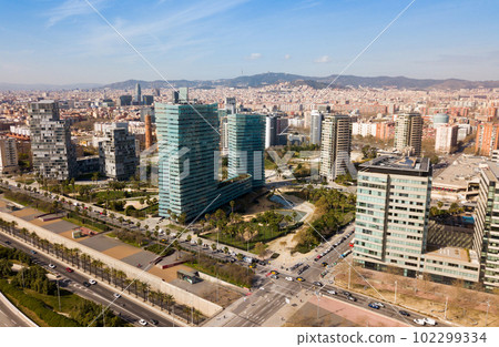 Aerial view of Diagonal Mar i el Front Maritim del Poblenou, Barcelona Aerial view of Diagonal Mar i el Front Maritim del Poblenou, Barcelona 102299334
