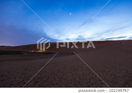 Evening view of Tottori Sand Dunes in Tottori Prefecture, Japan 102299767