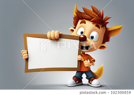 Cartoon boy holding blank paper 102300859