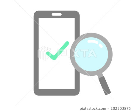 Illustration of a smartphone and a magnifying glass 102303875