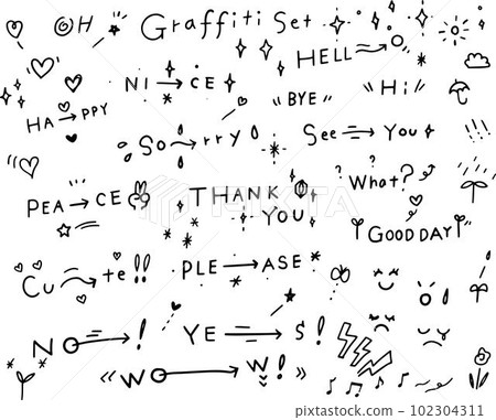 Useful hand-drawn characters-Simple and cute monochrome illustration set Useful hand-drawn characters-Simple and cute monochrome illustration set 102304311