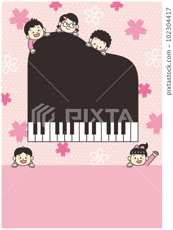 Piano classroom children illustration leaflet background material spring Piano classroom children illustration leaflet background material spring 102304417