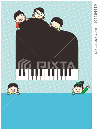 Piano classroom child illustration leaflet background material 102304419
