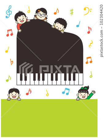 Piano classroom child illustration leaflet background material musical notes 102304420