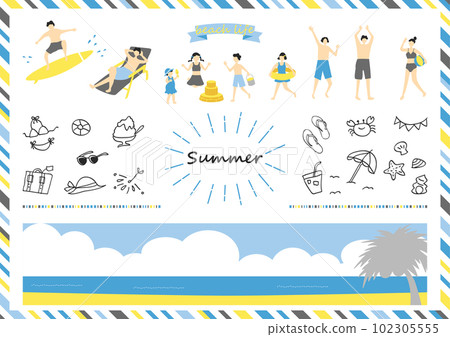 People playing in the summer sea 102305555